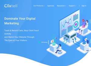 How clixtell.com looks like on a tablet such as an iPad.