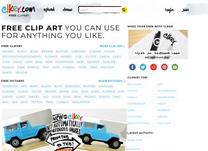 How clker.com looks like on a tablet such as an iPad.