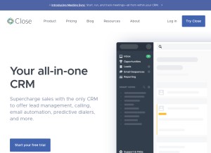 How close.com looks like on a tablet such as an iPad.