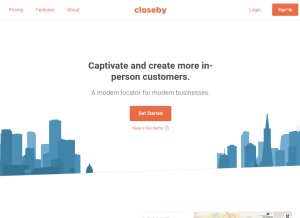 How closeby.co looks like on a tablet such as an iPad.