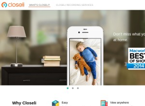 How closeli.com looks like on a tablet such as an iPad.