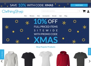 How clothingshoponline.com looks like on a tablet such as an iPad.