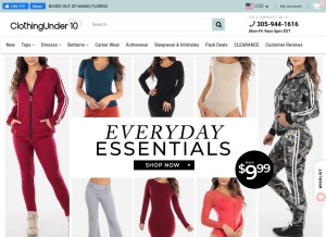 How clothingunder10.com looks like on a tablet such as an iPad.