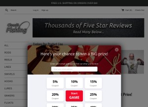 How cloud9fishing.com looks like on a tablet such as an iPad.