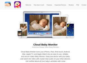 How cloudbabymonitor.com looks like on a tablet such as an iPad.