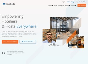 How cloudbeds.com looks like on a tablet such as an iPad.