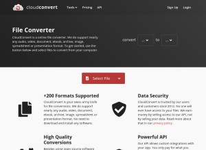 How cloudconvert.com looks like on a tablet such as an iPad.