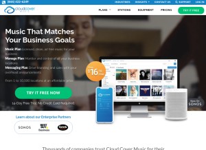 How cloudcovermusic.com looks like on a tablet such as an iPad.