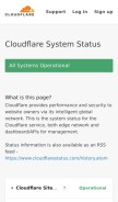 How cloudflarestatus.com looks like on a mobile device such as an iPhone.