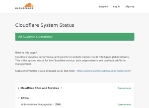 How cloudflarestatus.com looks like on a tablet such as an iPad.