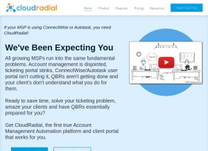 How cloudradial.com looks like on a tablet such as an iPad.