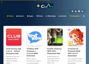 How clubapk.com looks like on a tablet such as an iPad.