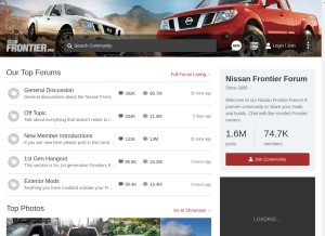 How clubfrontier.org looks like on a tablet such as an iPad.
