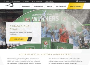 How clubwembley.com looks like on a tablet such as an iPad.