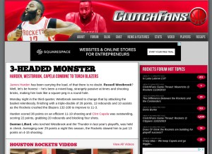 How clutchfans.net looks like on a tablet such as an iPad.