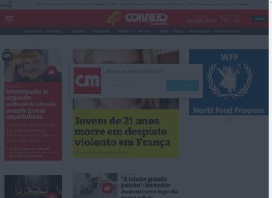 How cmjornal.pt looks like on a tablet such as an iPad.