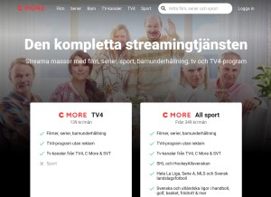 How cmore.se looks like on a tablet such as an iPad.