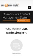 How cmsmadesimple.org looks like on a mobile device such as an iPhone.