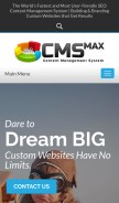 How cmsmax.com looks like on a mobile device such as an iPhone.