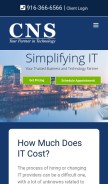 How cns-service.com looks like on a mobile device such as an iPhone.