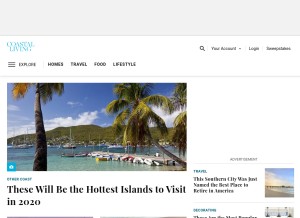 How coastalliving.com looks like on a tablet such as an iPad.