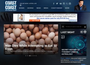 How coasttocoastam.com looks like on a tablet such as an iPad.