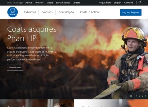 How coats.com looks like on a tablet such as an iPad.