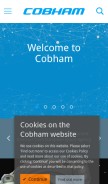 How cobham.com looks like on a mobile device such as an iPhone.