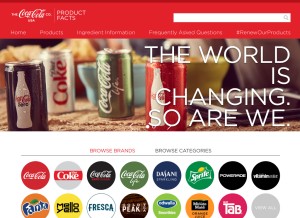 How coca-colaproductfacts.com looks like on a tablet such as an iPad.