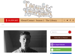 How cocaineandrhinestones.com looks like on a tablet such as an iPad.