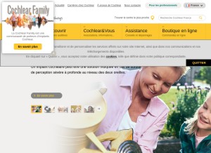 How cochlear.com looks like on a tablet such as an iPad.