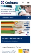 How cochrane.org looks like on a mobile device such as an iPhone.