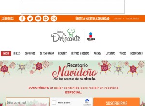 How cocinadelirante.com looks like on a tablet such as an iPad.