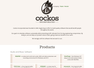How cockos.com looks like on a tablet such as an iPad.