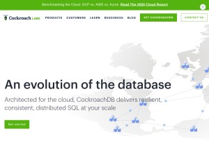 How cockroachlabs.com looks like on a tablet such as an iPad.