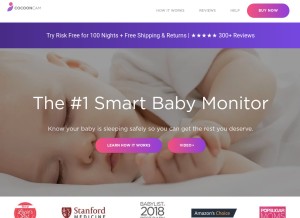 How cocooncam.com looks like on a tablet such as an iPad.