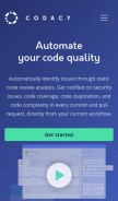 How codacy.com looks like on a mobile device such as an iPhone.