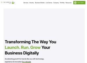 How code-brew.com looks like on a tablet such as an iPad.