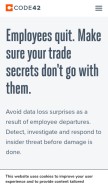 How code42.com looks like on a mobile device such as an iPhone.