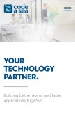 How codeasea.com looks like on a mobile device such as an iPhone.