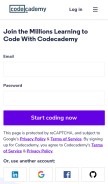 How codecademy.com looks like on a mobile device such as an iPhone.
