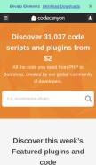 How codecanyon.net looks like on a mobile device such as an iPhone.