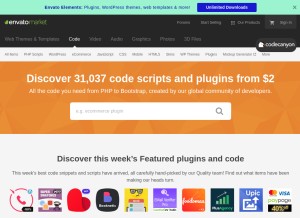 How codecanyon.net looks like on a tablet such as an iPad.