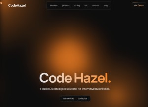 How codehazel.com looks like on a tablet such as an iPad.