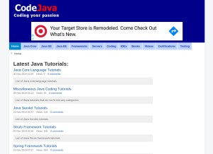 How codejava.net looks like on a tablet such as an iPad.
