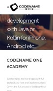 How codenameone.com looks like on a mobile device such as an iPhone.