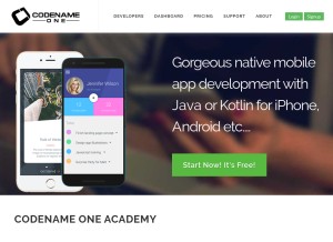 How codenameone.com looks like on a tablet such as an iPad.