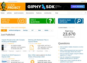 How codeproject.com looks like on a tablet such as an iPad.