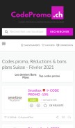 How codepromo.ch looks like on a mobile device such as an iPhone.