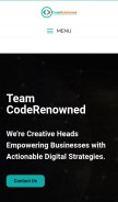How coderenowned.com looks like on a mobile device such as an iPhone.